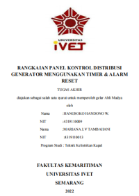 Tugas Akhir : RANGKAIAN PANEL KONTROL DISTRIBUSI 
GENERATOR MENGGUNAKAN TIMER & ALARM 
RESET - CD Tugas Akhir