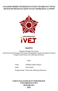 SKRIPSI : ANALISIS MODEL PENERAPAN FUZZY MAMDANI UNTUK
SISTEM PENDUKUNG KEPUTUSAN PEMILIHAN LAPTOP