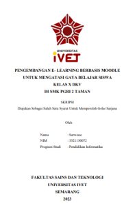 SKRIPSI : PENGEMBANGAN E- LEARNING BERBASIS MOODLE UNTUK MENGATASI GAYA BELAJAR SISWA KELAS X DKV DI SMK PGRI 2 TAMAN