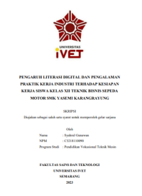 SKRIPSI : PENGARUH LITERASI DIGITAL DAN PENGALAMAN PRAKTIK KERJA INDUSTRI TERHADAP KESIAPAN KERJA SISWA KELAS XII TEKNIK BISNIS SEPEDA MOTOR SMK YASEMI KARANGRAYUNG