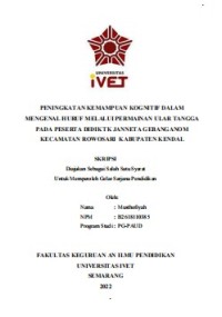 Skripsi : PENINGKATAN MOTORIK KASAR DENGAN METODE
PENGENALAN LINGKUNGAN MELALUI BERMAIN SONDA
MANDA PADA ANAK USIA 3-4 TAHUN POS PAUD KENCANA SARI
II DESA CIKIDANG KECAMATAN CILONGOK
KABUPATEN BANYUMAS -Cd Skripsi