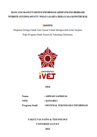SKRIPSI : RANCANG BANGUN SISTEM INFORMASI ARSIP ONLINE BERBASIS WEBSITE (STUDI KASUS PT. WIJAYA KARYA REKAYASA KONSTRUKSI)